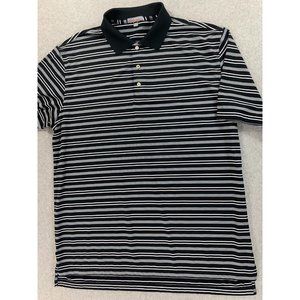 Peter Millar Summer Comfort Striped Short Sleeve Polo Shirt (Men's XL) Black